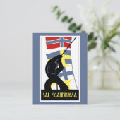 Retro vector art deco stijl Sail Scandinavia Briefkaart (Staand voorkant)