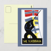 Retro vector art deco stijl Sail Scandinavia Briefkaart (Voorkant / Achterkant)