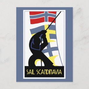 Retro vector art deco stijl Sail Scandinavia Briefkaart