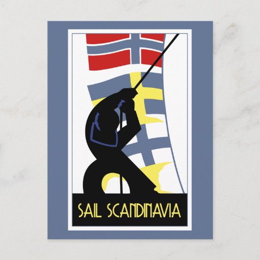 Retro vector art deco stijl Sail Scandinavia Briefkaart (Voorkant)