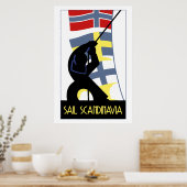 Retro vector art deco stijl Sail Scandinavia Poster (Keuken)