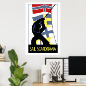 Retro vector art deco stijl Sail Scandinavia Poster (Thuiskantoor)