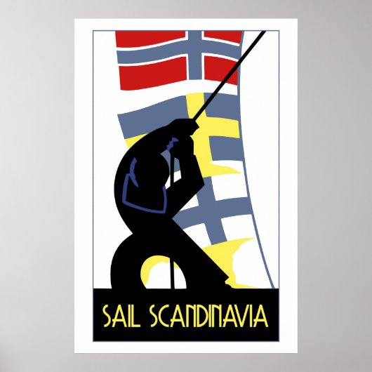 Retro vector art deco stijl Sail Scandinavia Poster (Voorkant)