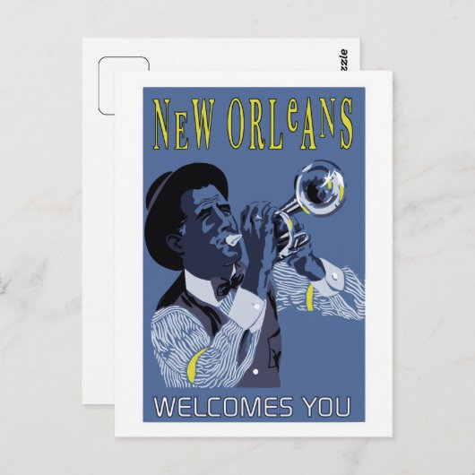 Retro vector Art New Orleans jazz trompetspeler Briefkaart (Voorkant / Achterkant)