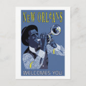 Retro vector Art New Orleans jazz trompetspeler Briefkaart (Voorkant)
