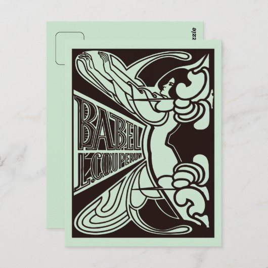 Retro vector art nouveau Babel Jan Toorop stijl Briefkaart (Voorkant / Achterkant)