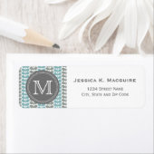 Retro Vector Blue Grey Leaves Pattern Etiket (Insitu)