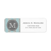Retro Vector Blue Grey Leaves Pattern Etiket (Voorkant)