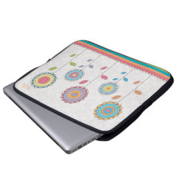 Retro Vector Rainbow Flower Garden Abstract Laptop Sleeve