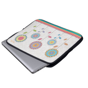 Retro Vector Rainbow Flower Garden Abstract Laptop Sleeve