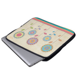 Retro Vector Rainbow Flower Garden Abstract Laptop Sleeve