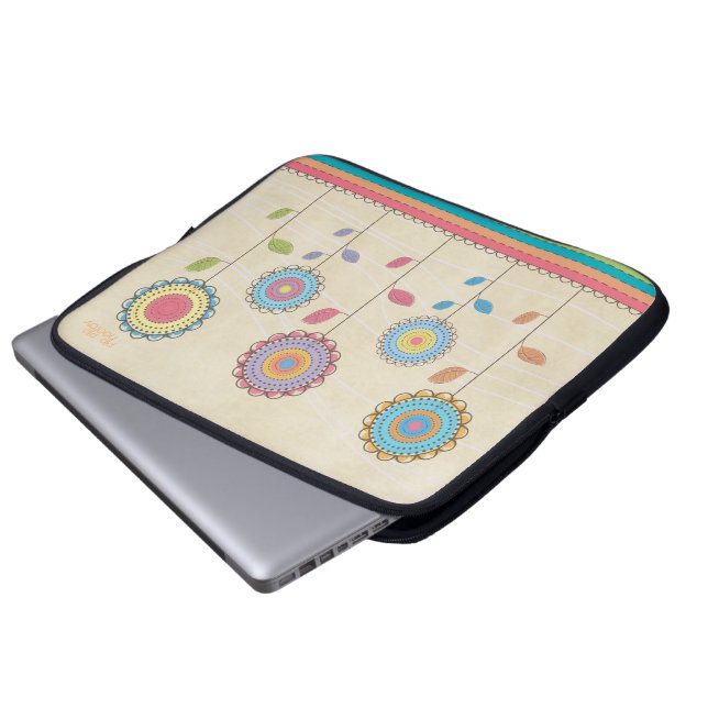 Retro Vector Rainbow Flower Garden Abstract Laptop Sleeve (Voorkant onderkant)