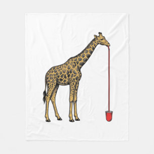 Retro Vectorontwerp van Giraffe Drankriet_1 Fleece Deken