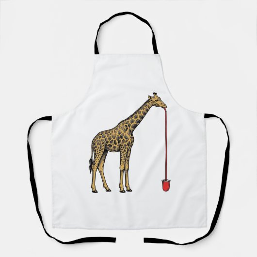 Retro Vectorontwerp van Giraffe Drankriet_1 Schort (Voorkant)