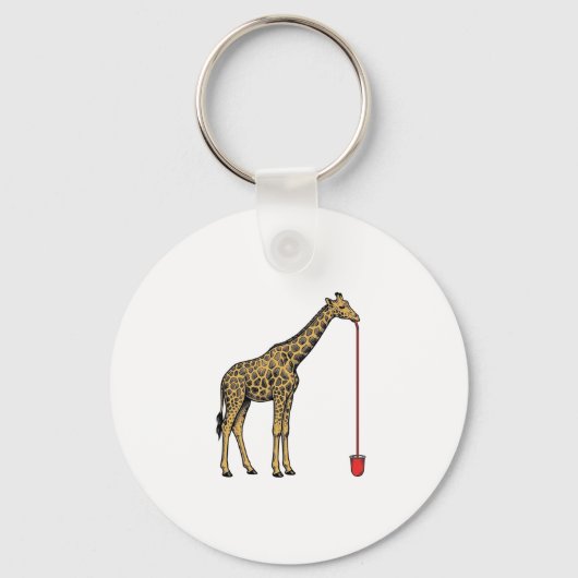 Retro Vectorontwerp van Giraffe Drankriet_1 Sleutelhanger (Voorkant)