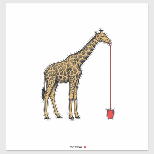 Retro Vectorontwerp van Giraffe Drankriet_1 Sticker (Vel)