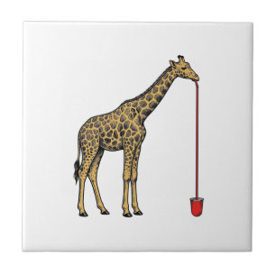 Retro Vectorontwerp van Giraffe Drankriet_1 Tegeltje