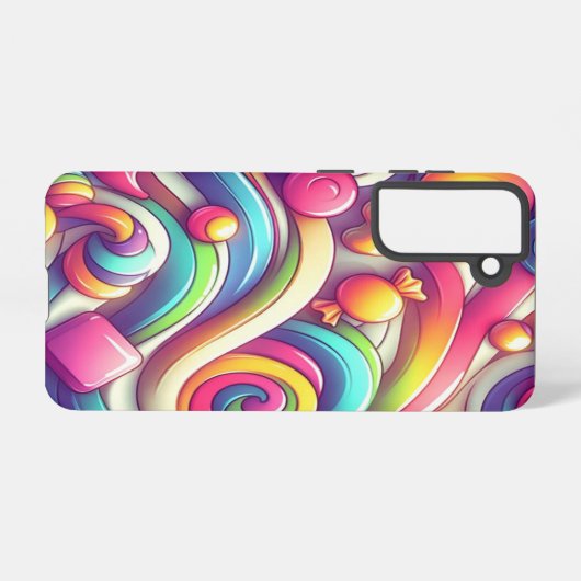 Retro veelkleurige Cartoon snoep Samsung Galaxy Hoesje (Achterkant horizontaal)