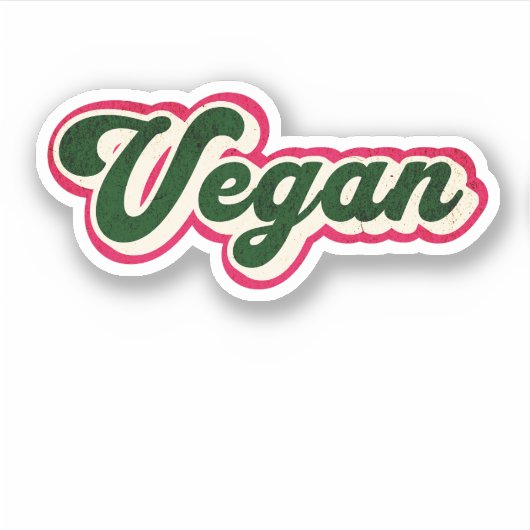 Retro  Vegan Graphic Logo Sticker (Voorkant)