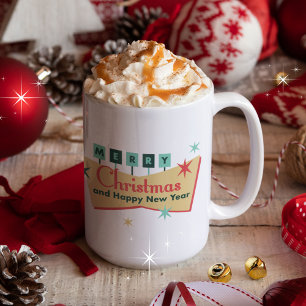 Retro Vegas Vibe Vrolijk Kerstfeest Vreugde aan de Koffiemok