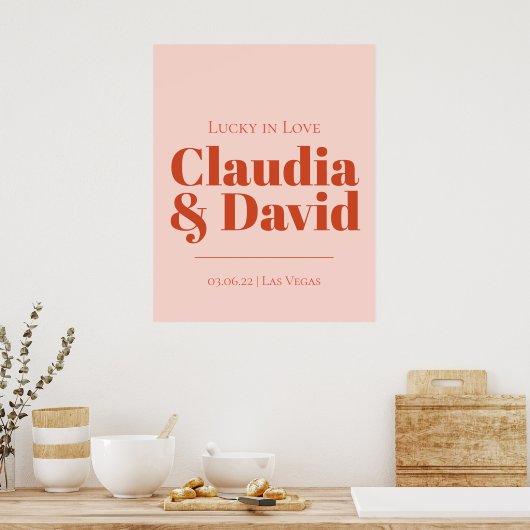 Retro Vegas Wedding Sign Poster (Keuken)