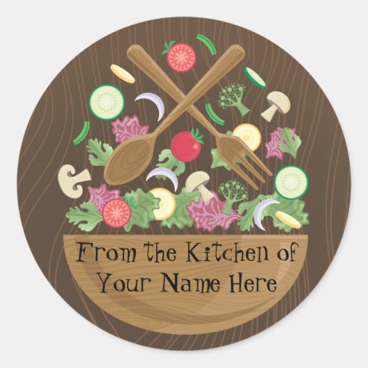 Retro Vegetable Bowl Ronde Sticker (Voorkant)