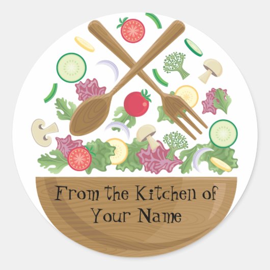 Retro Vegetable Bowl Ronde Sticker (Voorkant)