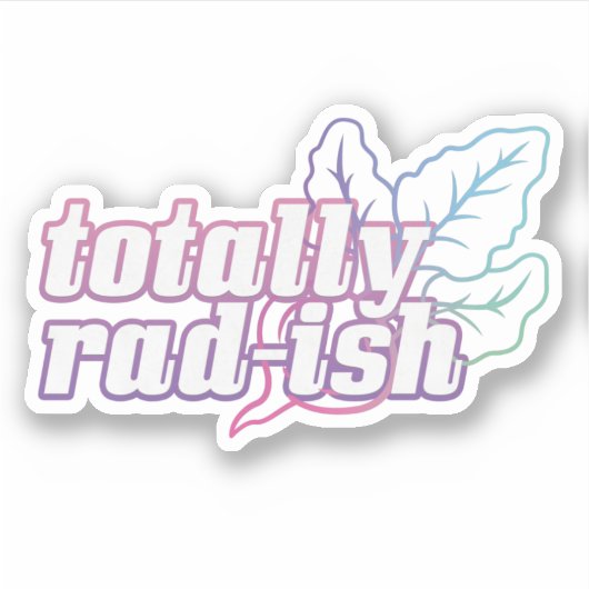 Retro Vegetable Pun: volledig Rad-ish Sticker (Voorkant)