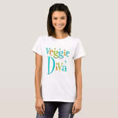 Retro Veggie Diva T-shirt (Voorkant volledig)