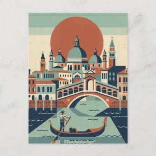 Retro Venetië Italië Vintage Reis Gondel Kanaal Briefkaart