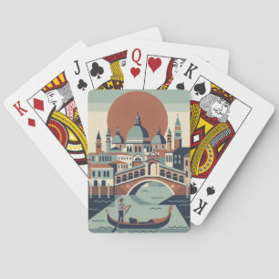 Retro Venetië Italië Vintage Reizen Gondel Kanaal Pokerkaarten