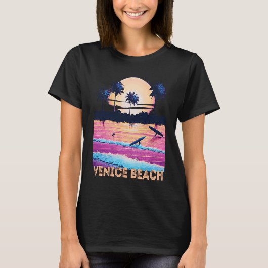 Retro Venice Beach California Souvenir Surf T-shirt (Voorkant)