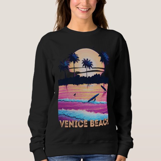 Retro Venice Beach California Souvenir Surf Trui (Voorkant)