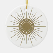 Retro Venkel Sunburst Keramische Cirkel Ornament (Voorkant)