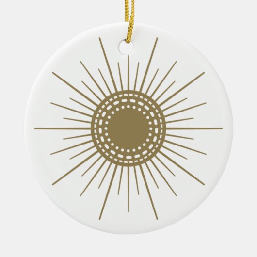 Retro Venkel Sunburst Keramische Cirkel Ornament (Voorkant)