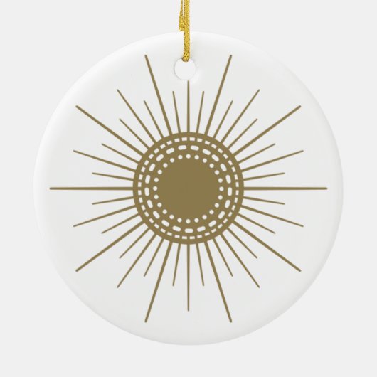 Retro Venkel Sunburst Keramische Cirkel Ornament (Achterkant)