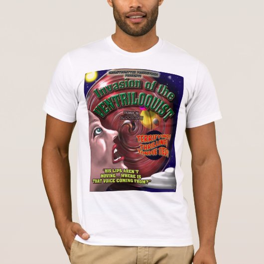Retro Ventriloquist Sifi Movie Poster T-shirt (Voorkant)