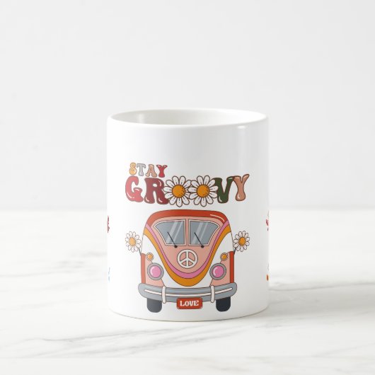 Retro verblijf Groovy Bloemen Stijlvol boho design Koffiemok (Center)