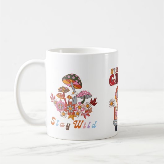 Retro verblijf Groovy Bloemen Stijlvol boho design Koffiemok (Links)