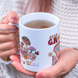 Retro verblijf Groovy Bloemen Stijlvol boho design Koffiemok