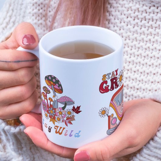 Retro verblijf Groovy Bloemen Stijlvol boho design Koffiemok