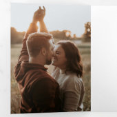 Retro verbrand oranje all-in-one trouwfoto drieluik uitnodiging (Binnenzijde eerst)