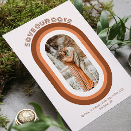 Retro Verbrande Sinaasappel Kleuren Boog Foto Sla  Kaart