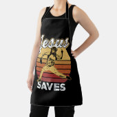 Retro Verdrietige Jezus redt honkbalwerper Fan Schort (Insitu)