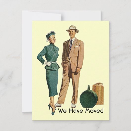 Retro verhuisd Aankondiging verhuizing (Voorkant)