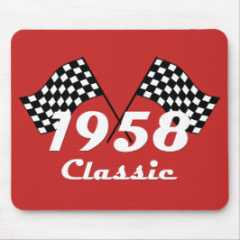 Retro Verjaardag 1958 Classic Geruite Race Vlag Muismat