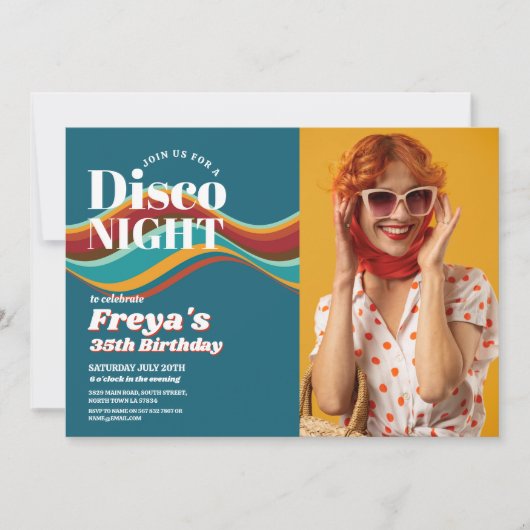 Retro Verjaardag 60s 70s 80s Disco  Foto Kaart (Voorkant)