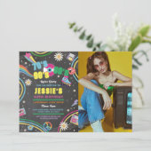 Retro Verjaardag 70s 80s 90s Disco Foto uitnodigin Kaart (Staand voorkant)