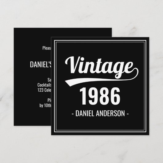 Retro Verjaardag Bash - Aangepast jaar Uitnodigen Kaart (Voorkant / Achterkant)