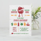 Retro Verjaardag BBQ uitnodiging (Staand voorkant)